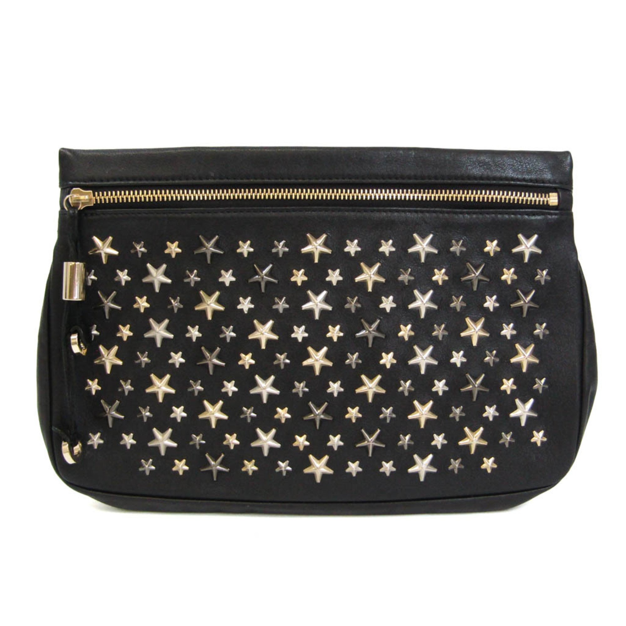 Jimmy Choo Zena Women's Leather Studded Clutch Bag Black